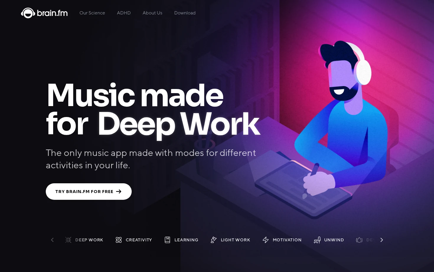 Brain.fm 页面快照